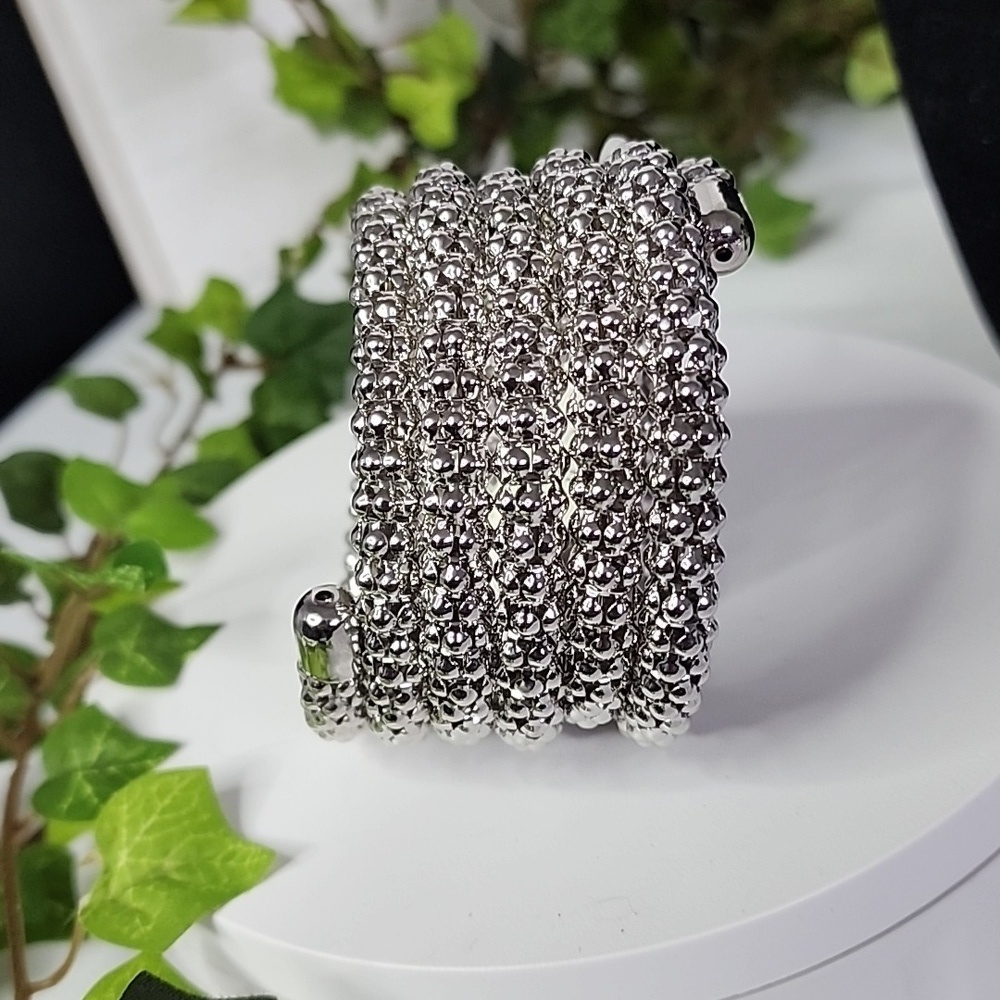 Silver Mesh Wire Coil Memory  Spiral Bracelet New